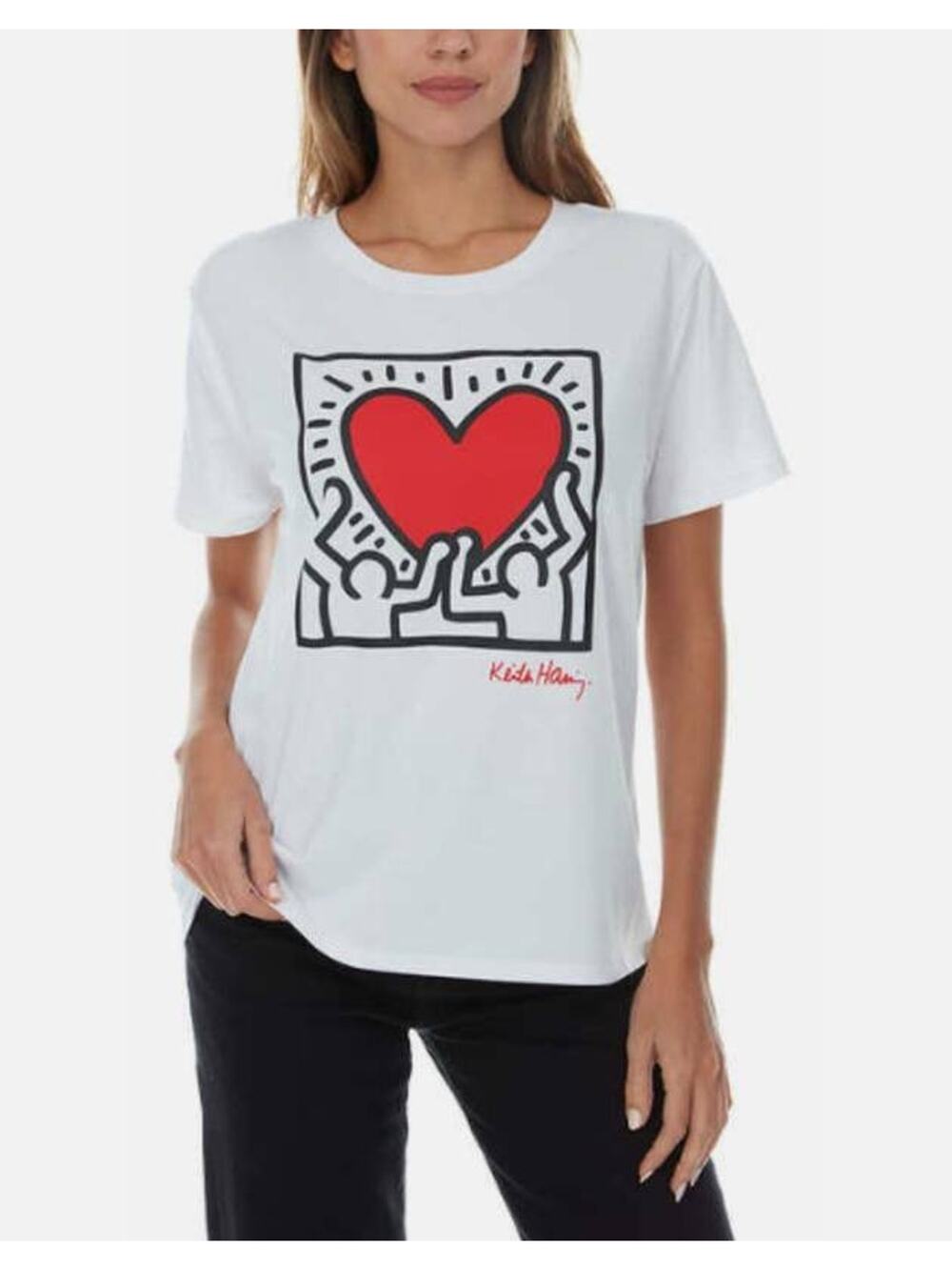 KEITH HARING T SHIRT HEART ABSTRACT Y2K top POP ART UNISEX WHITE Large A008109